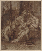 K IX 035
<br/>
Heilige Familie met Elizabeth en Johannes (Madonna del divino amore)
<br/>
<em>Raffaello Sanzio (1483-1520) - kopie naar</em>